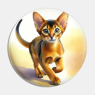Abyssinian Watercolor Kitten - Cute Kitties Pin