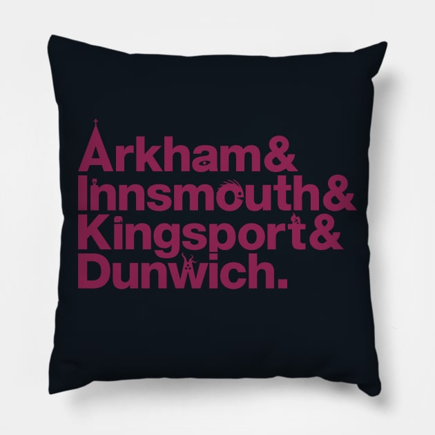 Lovecraft Locations - red doom Pillow by HtCRU