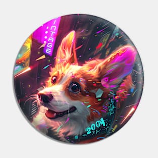 Vintage 2004 - Cyberpunk 20 Year Old Funny Corgi Dog 20th Birthday Pin