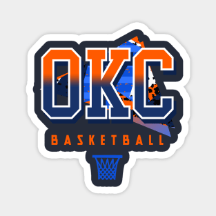 Oklahoma City Retro Basketball Magnet