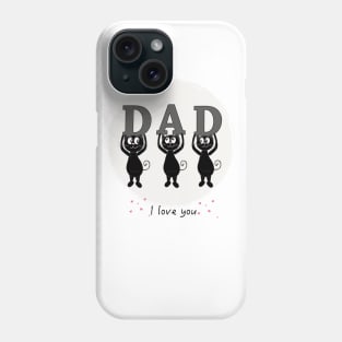 Cat Dad text with cute black cats Phone Case