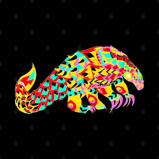 pangolin lovely scaly anteater art in ecopop pattern by jorge_lebeau