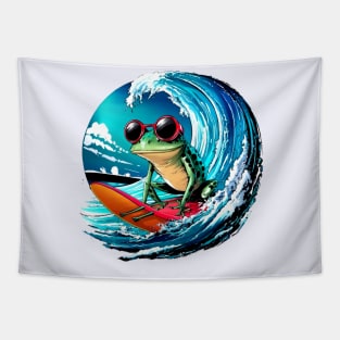 Surfing with my frog Tapestry