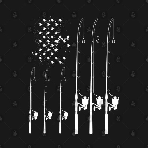 Fishing Rod American Flag and Reel by Shirtbubble