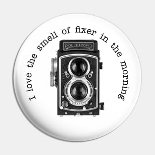 Retro Camera - Fixer Joke - Black Text Pin