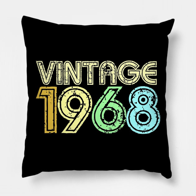 Vintage 1968 Retro 60's 50th Birthday Gift Pillow by peter2art