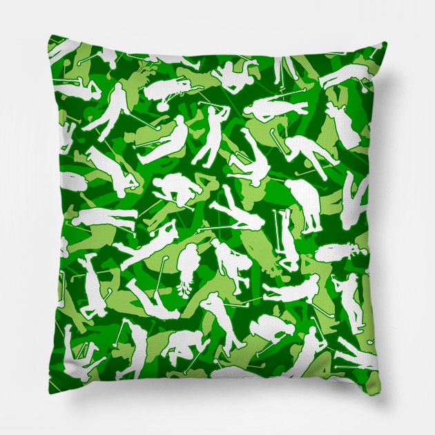 Golf Lover Pro Golfer Camo Camouflage Pattern Green Pillow by Grandeduc