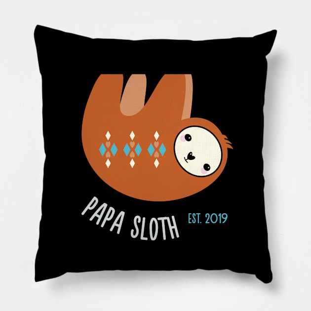 Papa Sloth Pillow by Mint Cloud Art Studio