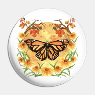 Fall Monarch - Monarch Butterfly over Full Moon on Umber Pin