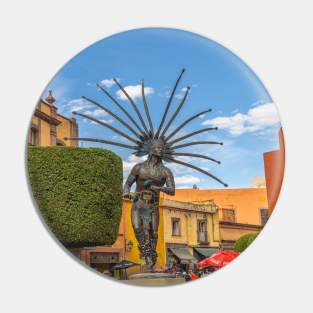 Mexico. Querétaro. Street with Statue. Pin