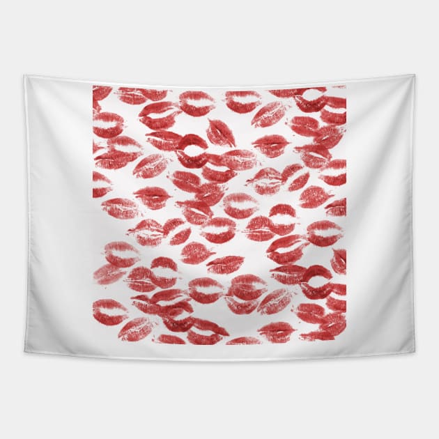 Red Kiss Lipstick Pattern Tapestry by YourGoods