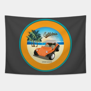 Dune Buggy Manx on Beach with Palms California Tapestry