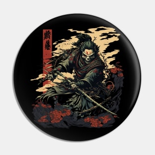 Deathly Defense A Skeleton Samurai's Battle-Ready Mask Pin