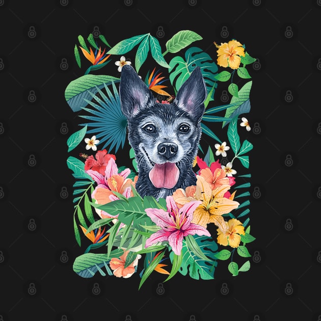 Tropical Short Haired Black Gray White Chihuahua by LulululuPainting