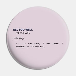 all too well Pin