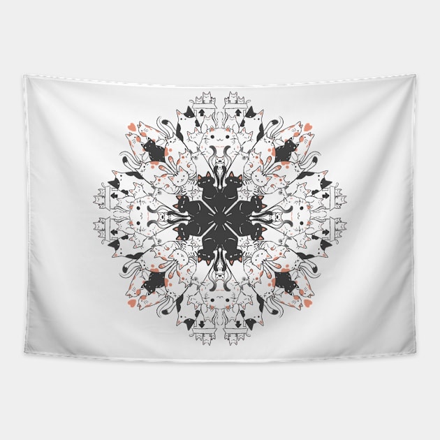 Mandala Cats Tapestry by dosfocos