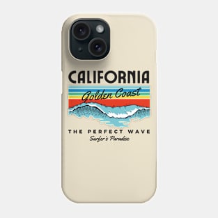 California Golden Coast Retro Surfing Surfer Beach Phone Case