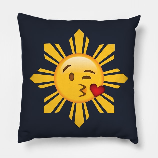 Pinoy Sun Blow Kiss Emoji Heart Wink Pillow by SkarloCueva