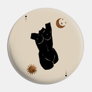 Astro Celestial Feminine Women Figure Prints Pin