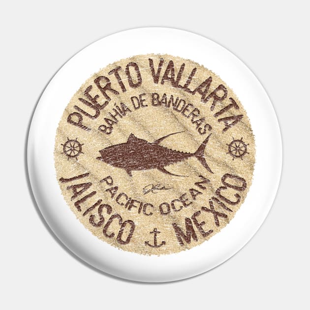 Puerto Vallarta, Jalisco, Mexico, with Yellowfin Tuna Silhouette Pin by jcombs