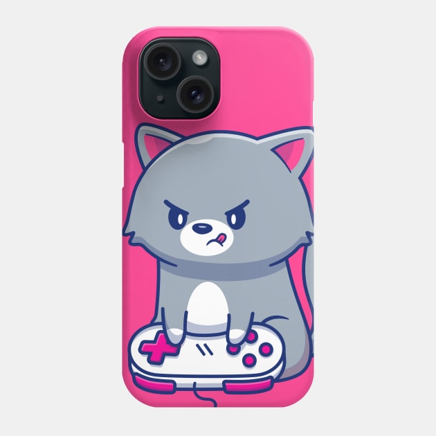 Cute Gamer Kitten Anime Phone Case by Made In Kush