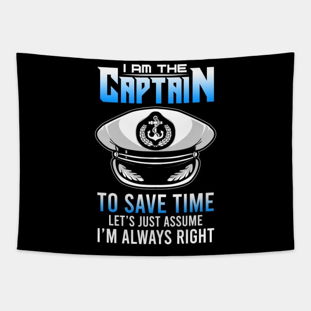 I am The Captain Of This Boat Funny Boating Gifts Sailing Tapestry by Proficient Tees