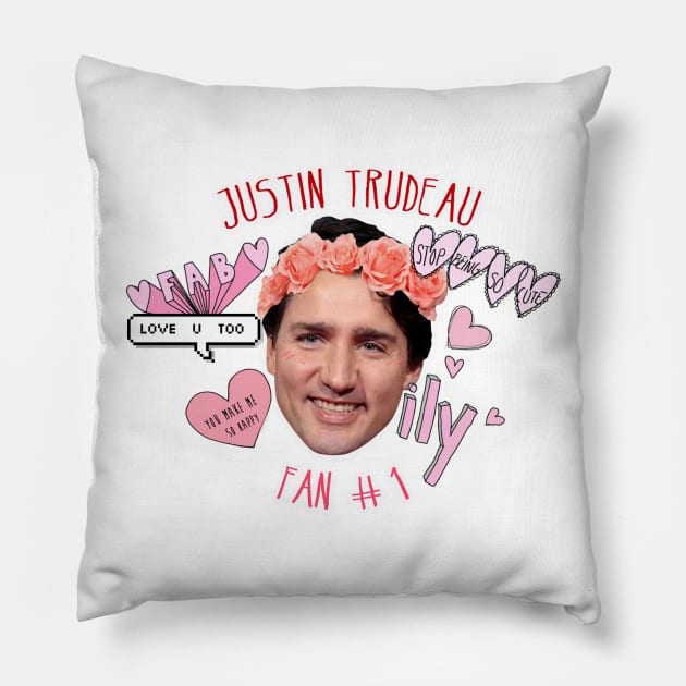 Fan #1 Justin Trudeau Pillow by pinkmoondust