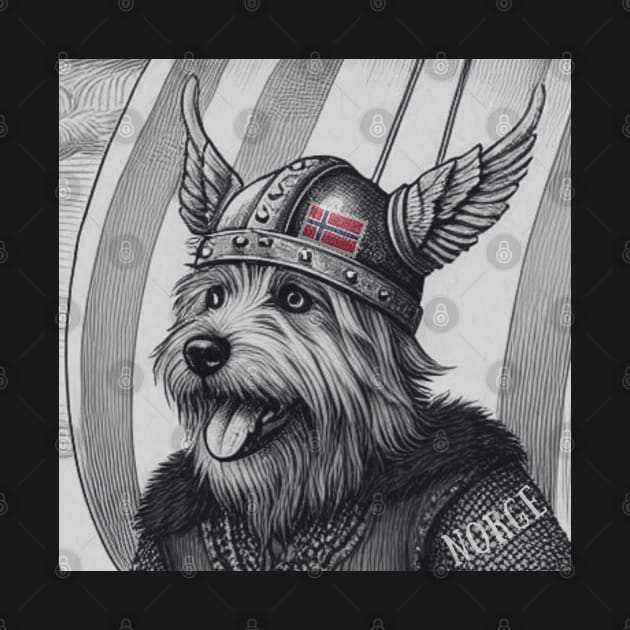 Cute Black and White Viking dog Norway Flag by DAZu