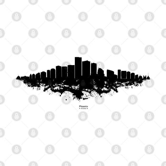 Phoenix City Skyline - Watercolor Black White background by SPJE Illustration Photography