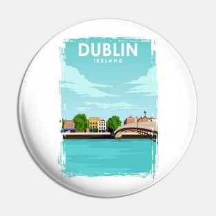 Dublin Ireland Minimal Retro Travel Poster Pin