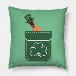 Belgian Malinois in Shamrock Saint Patrick's Day Pocket Pillow