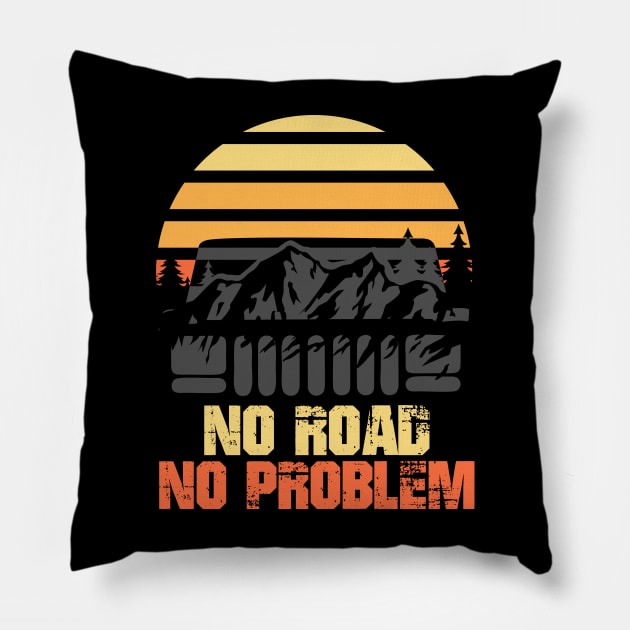 Retro Jeep Offroad Pillow by Olievera