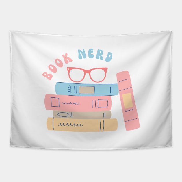 Book Nerd Girl Retro Tapestry by withpingu