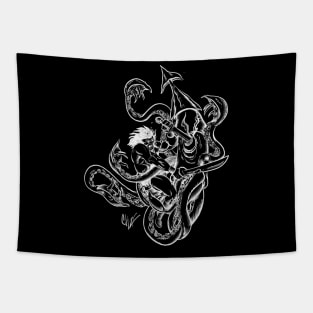 Versus the Kraken (white) Tapestry