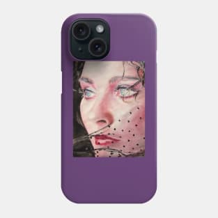 Woman Watercolor Portrait Painting with the Spotted Veil Phone Case