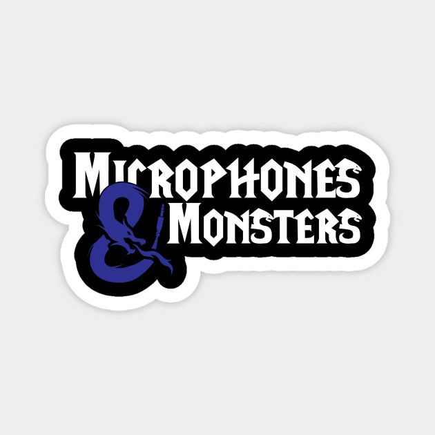 White Blue Full Logo Magnet by Microphones and Monsters