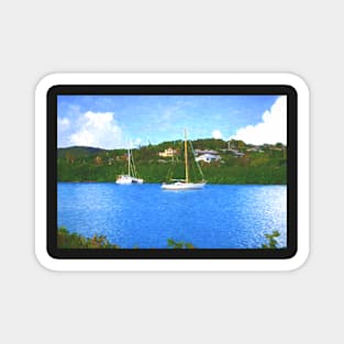 Sailing boats on a tropical island Magnet