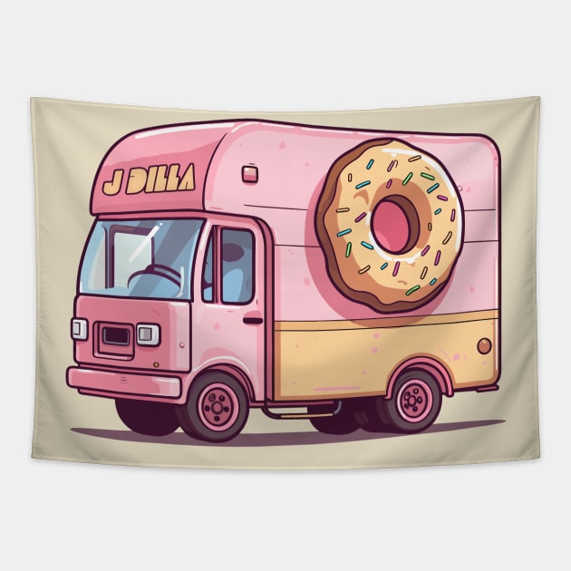 J Dilla Donuts Van Tapestry by DankFutura