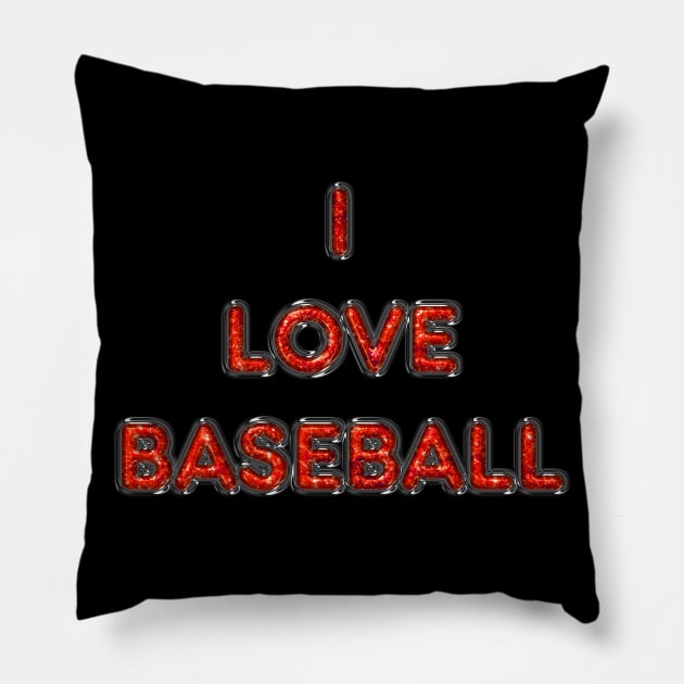 I Love Baseball - Orange Pillow by The Black Panther