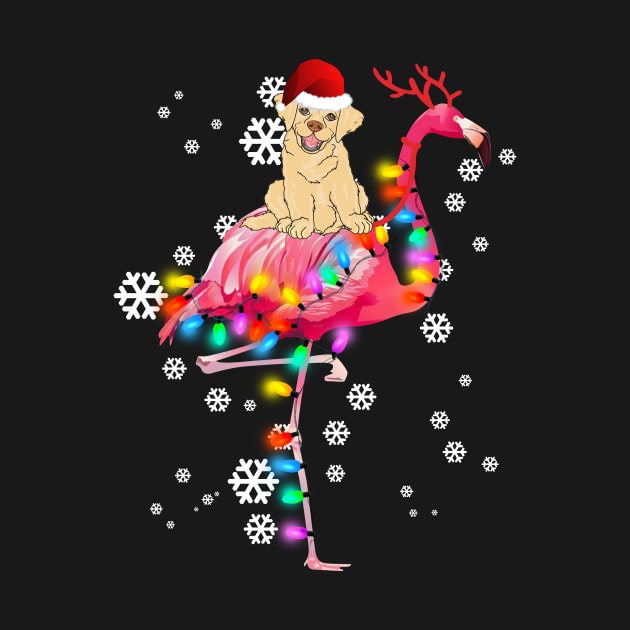 Golden Retriever riding Flamingo Christmas by wheeleripjm