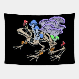 Frog skeleton with mushrooms Tapestry