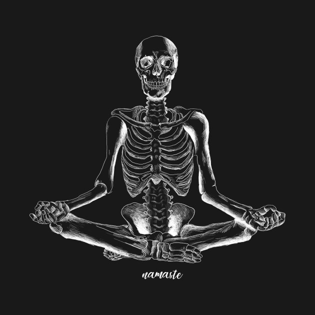 Namaste Skeleton Yoga by deadlydelicatedesigns