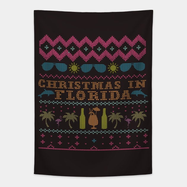 Christmas in Florida Ugly Sweater T-shirt Tapestry by Camp Happy Hour