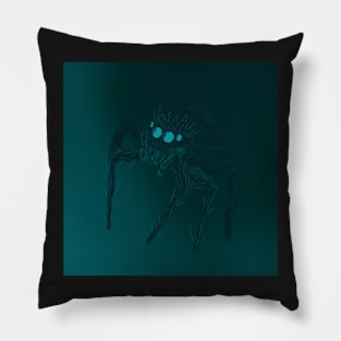 Jumping Spider Drawing V21 (Light Blue 1) Pillow