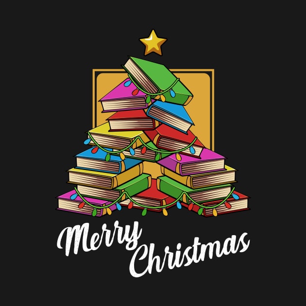 Merry Christmas Tree Book Worms Reading Library by Funnyawesomedesigns