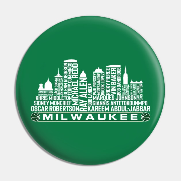 Milwaukee Basketball Team All Time Legends, Denver City Skyline Pin by Legend Skyline