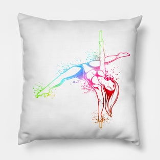 Colorful pole fitness dancer Pillow