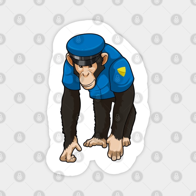 Monkey as Police officer with Uniform Magnet by Markus Schnabel