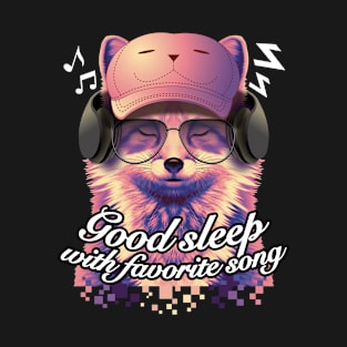 Good sleep with favorite song fox eyeglasses snooze digital pixel T-Shirt