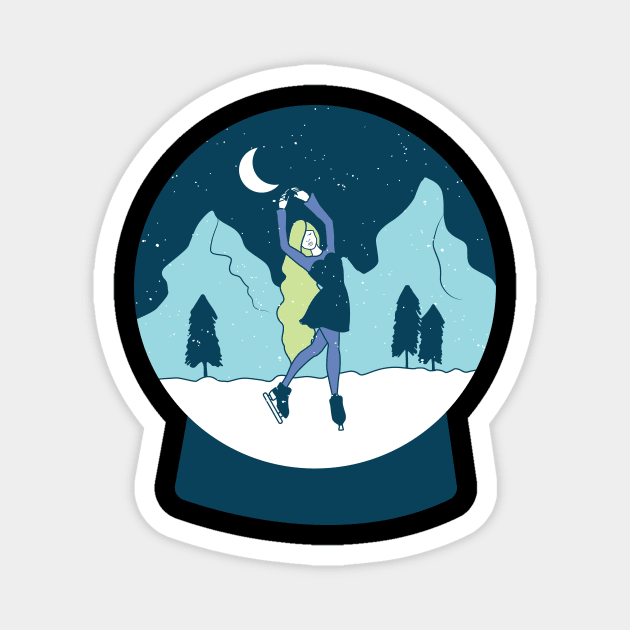 ice skating winter gift Magnet by Midoart